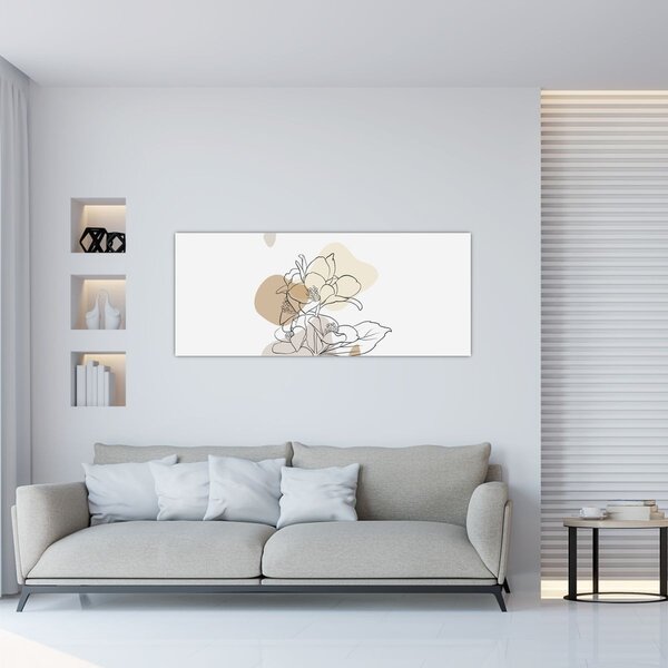 Slika - Bež cvijeće s leptirom N⁰1 (120x50 cm)