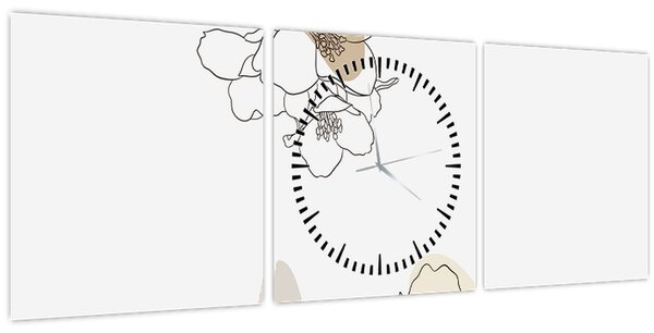 Slika - Bež cvijeće s leptirom N⁰2 (sa satom) (90x30 cm)