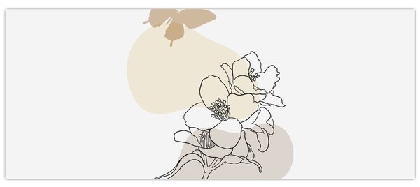 Slika - Bež cvijeće s leptirom N⁰3 (120x50 cm)