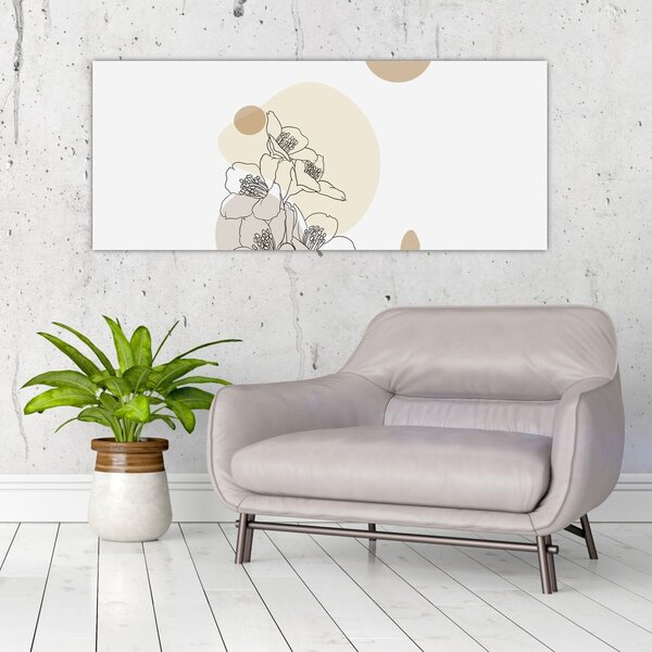Slika - Bež cvijeće s leptirom N⁰4 (120x50 cm)