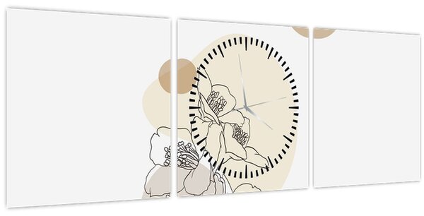 Slika - Bež cvijeće s leptirom N⁰4 (sa satom) (90x30 cm)