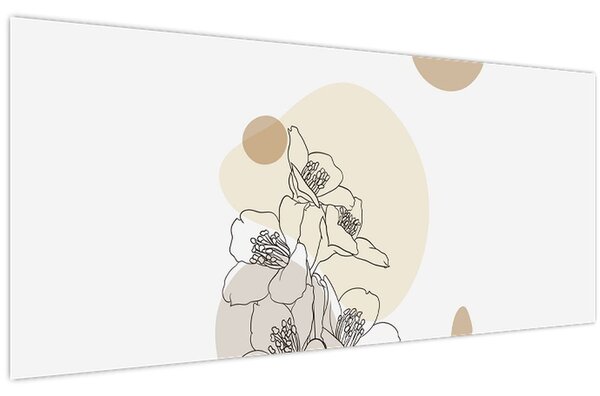 Slika - Bež cvijeće s leptirom N⁰4 (120x50 cm)