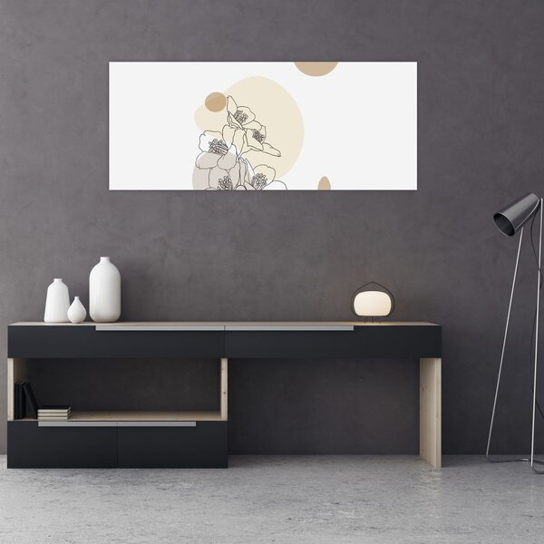 Slika - Bež cvijeće s leptirom N⁰4 (120x50 cm)