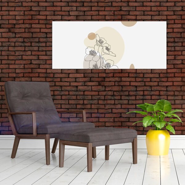 Slika - Bež cvijeće s leptirom N⁰4 (120x50 cm)