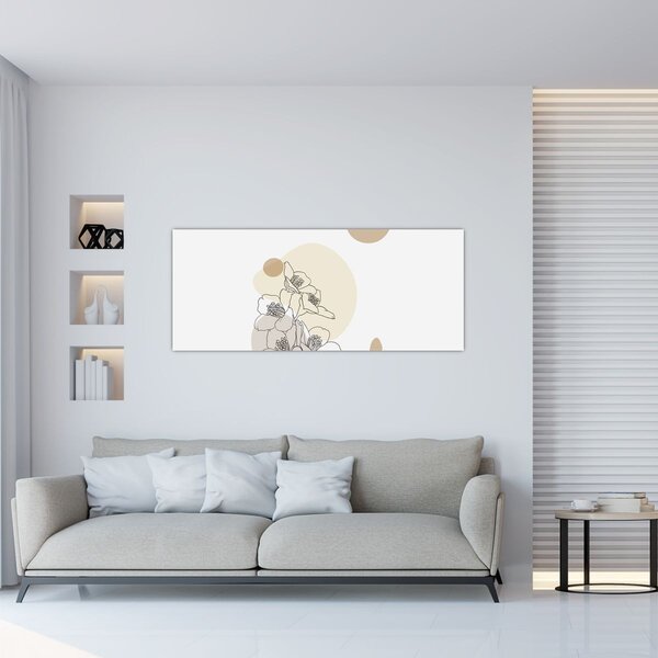 Slika - Bež cvijeće s leptirom N⁰4 (120x50 cm)