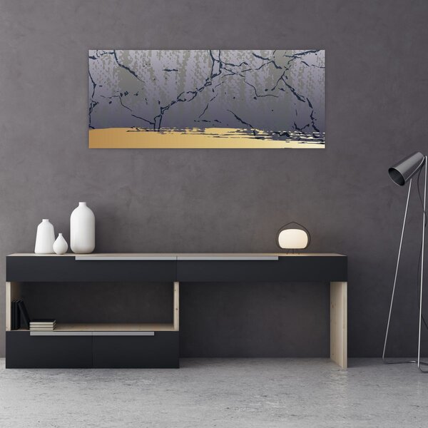 Slika - Plava i zlatna apstrakcija N⁰1 (120x50 cm)