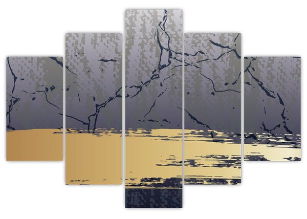Slika - Plava i zlatna apstrakcija N⁰1 (150x105 cm)