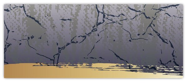 Slika - Plava i zlatna apstrakcija N⁰1 (120x50 cm)