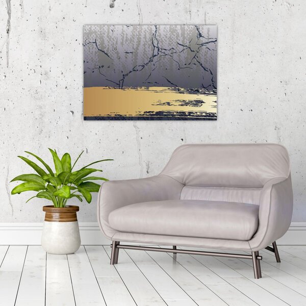 Slika - Plava i zlatna apstrakcija N⁰1 (70x50 cm)