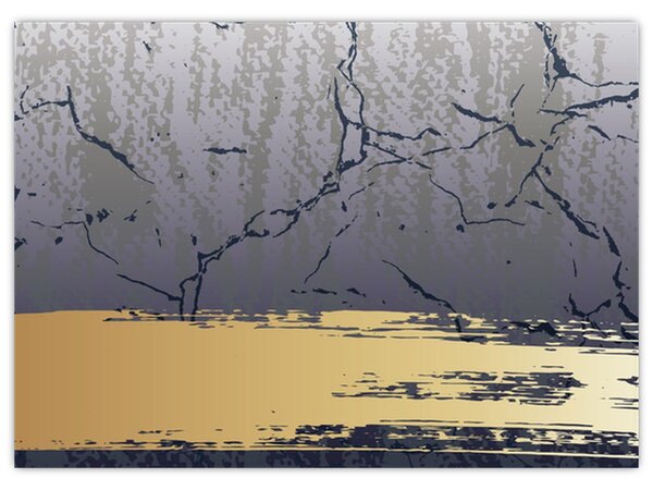 Slika - Plava i zlatna apstrakcija N⁰1 (70x50 cm)