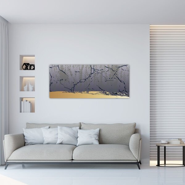 Slika - Plava i zlatna apstrakcija N⁰1 (120x50 cm)