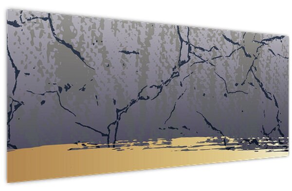 Slika - Plava i zlatna apstrakcija N⁰1 (120x50 cm)