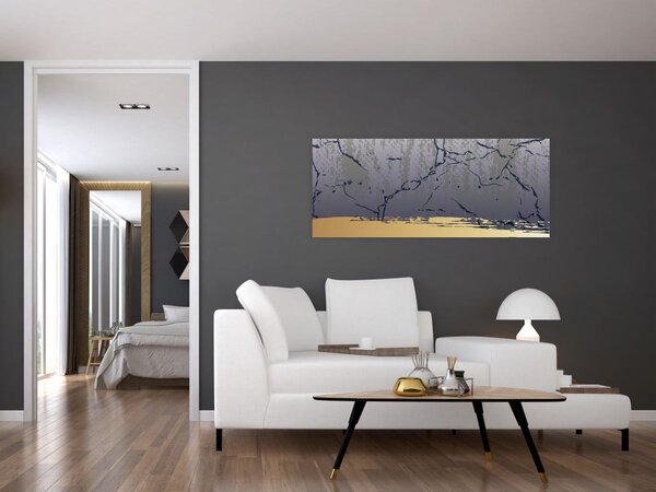 Slika - Plava i zlatna apstrakcija N⁰1 (120x50 cm)