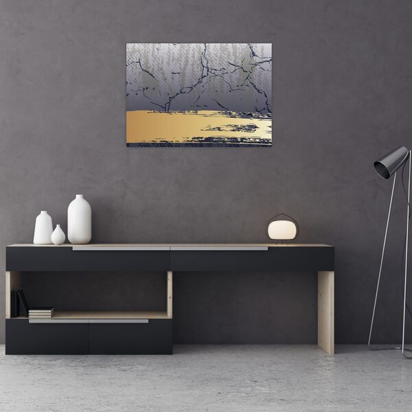 Slika - Plava i zlatna apstrakcija N⁰1 (70x50 cm)
