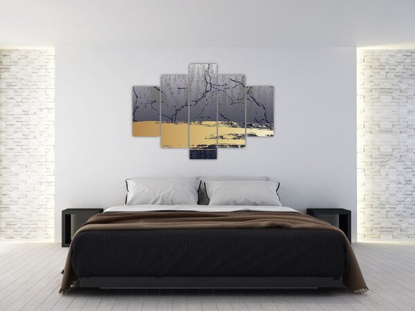 Slika - Plava i zlatna apstrakcija N⁰1 (150x105 cm)