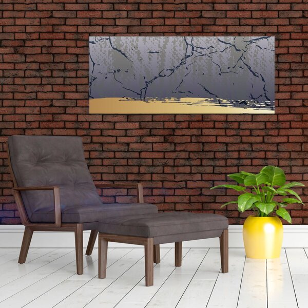 Slika - Plava i zlatna apstrakcija N⁰1 (120x50 cm)