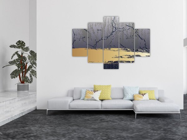 Slika - Plava i zlatna apstrakcija N⁰1 (150x105 cm)