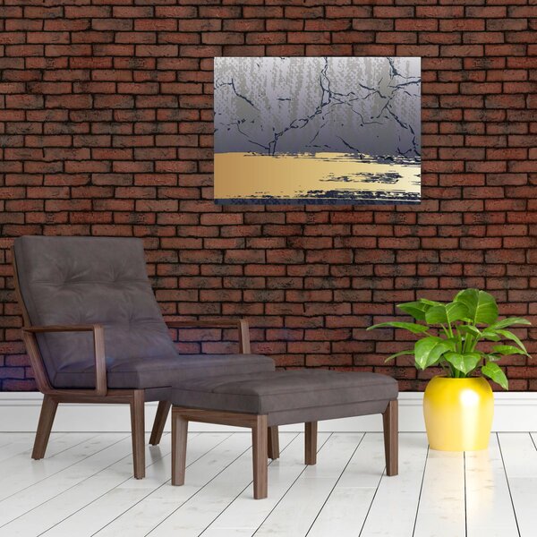 Slika - Plava i zlatna apstrakcija N⁰1 (70x50 cm)