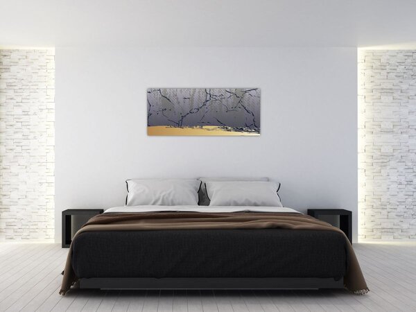Slika - Plava i zlatna apstrakcija N⁰1 (120x50 cm)