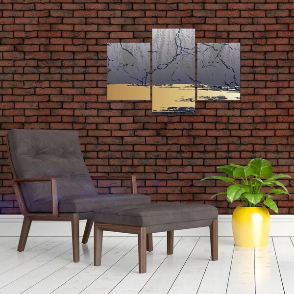 Slika - Plava i zlatna apstrakcija N⁰1 (90x60 cm)