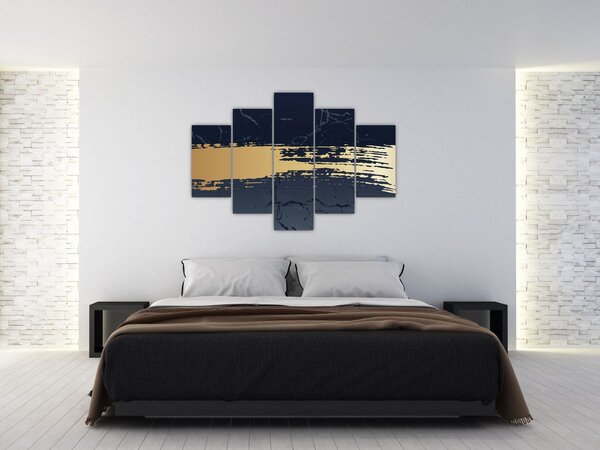 Slika - Plava i zlatna apstrakcija N⁰2 (150x105 cm)