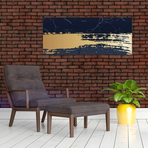Slika - Plava i zlatna apstrakcija N⁰2 (120x50 cm)