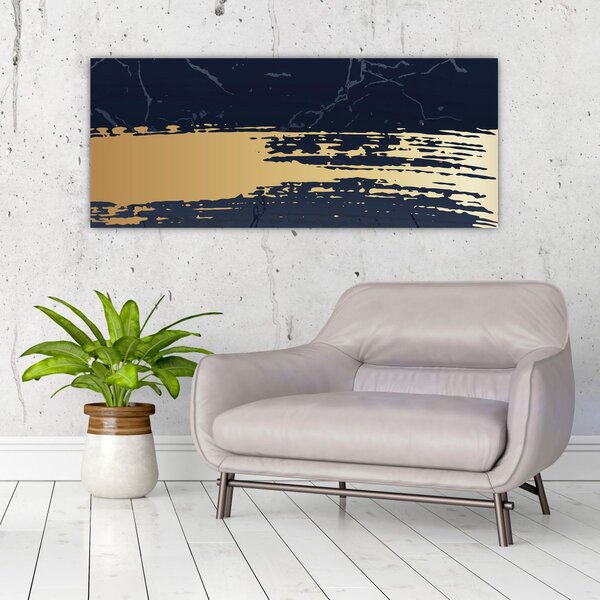 Slika - Plava i zlatna apstrakcija N⁰2 (120x50 cm)
