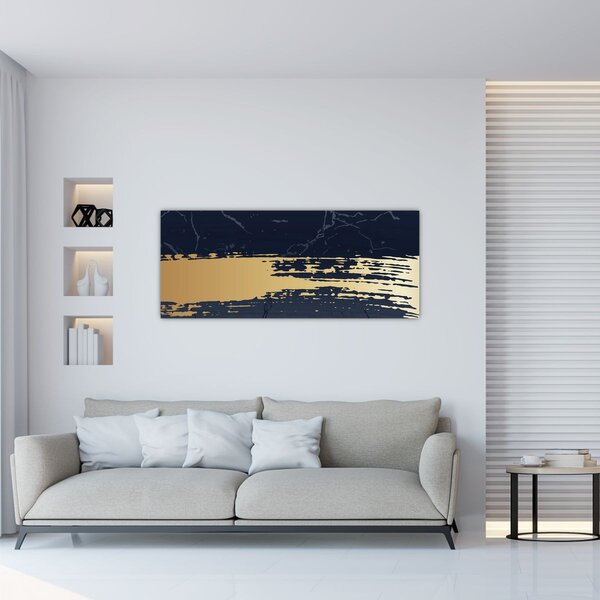 Slika - Plava i zlatna apstrakcija N⁰2 (120x50 cm)
