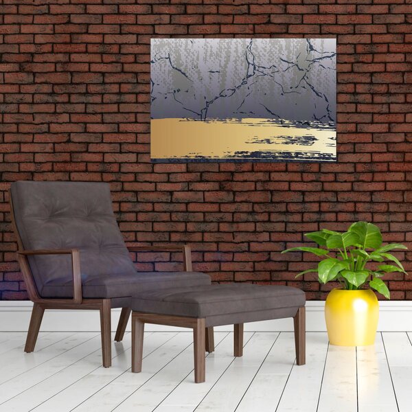 Slika - Plava i zlatna apstrakcija N⁰1 (90x60 cm)
