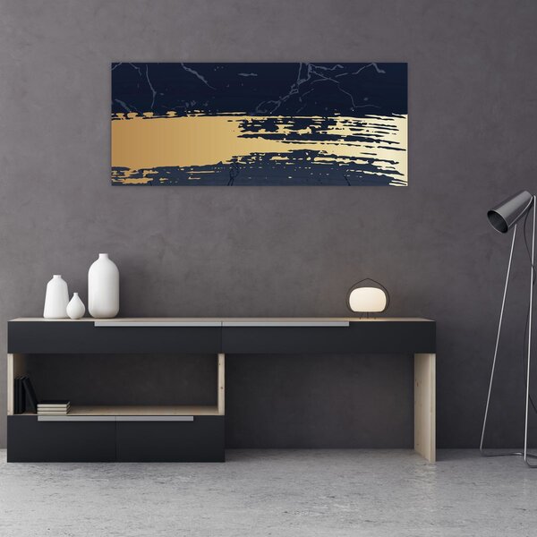 Slika - Plava i zlatna apstrakcija N⁰2 (120x50 cm)