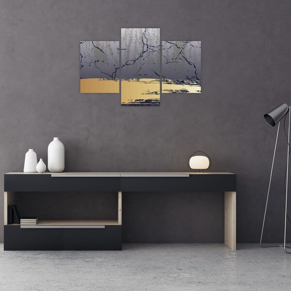 Slika - Plava i zlatna apstrakcija N⁰1 (90x60 cm)