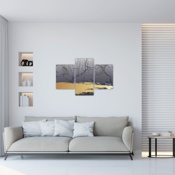 Slika - Plava i zlatna apstrakcija N⁰1 (90x60 cm)