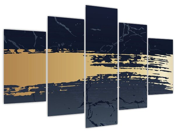 Slika - Plava i zlatna apstrakcija N⁰2 (150x105 cm)