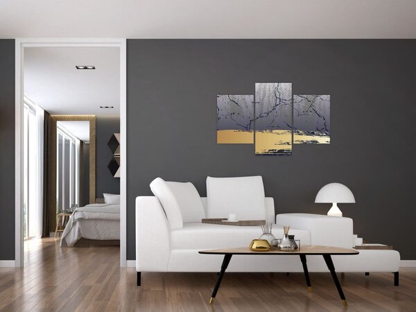 Slika - Plava i zlatna apstrakcija N⁰1 (90x60 cm)