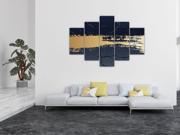 Slika - Plava i zlatna apstrakcija N⁰2 (150x105 cm)