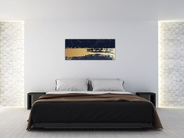 Slika - Plava i zlatna apstrakcija N⁰2 (120x50 cm)
