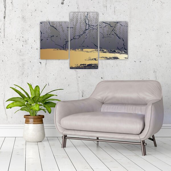 Slika - Plava i zlatna apstrakcija N⁰1 (90x60 cm)