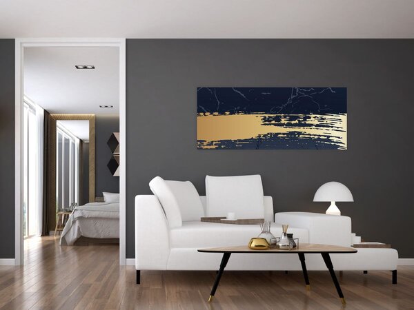 Slika - Plava i zlatna apstrakcija N⁰2 (120x50 cm)