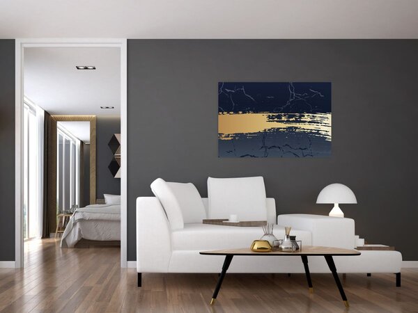 Slika - Plava i zlatna apstrakcija N⁰2 (90x60 cm)