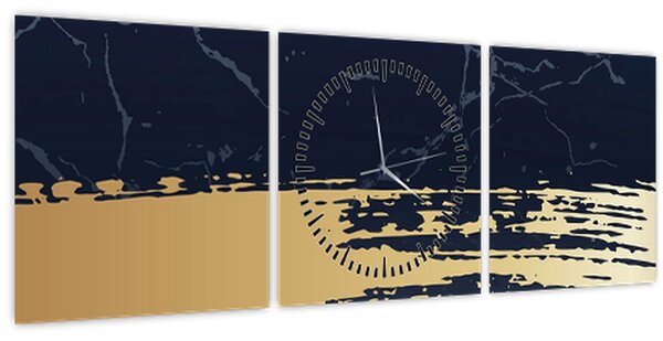 Slika - Plava i zlatna apstrakcija N⁰2 (sa satom) (90x30 cm)