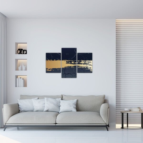 Slika - Plava i zlatna apstrakcija N⁰2 (90x60 cm)