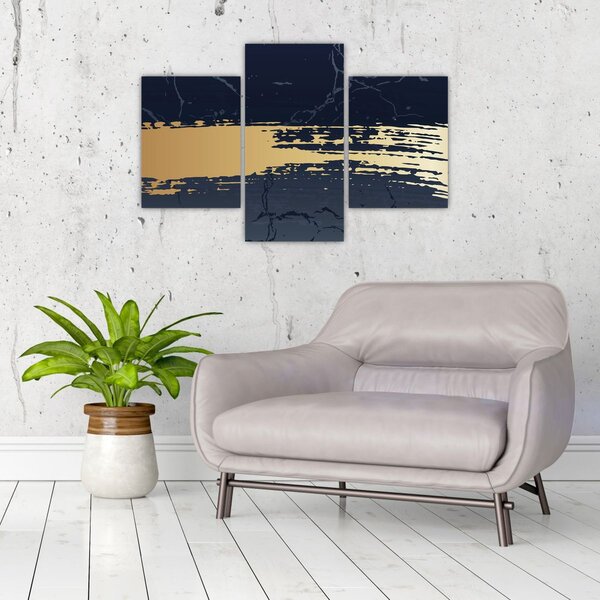 Slika - Plava i zlatna apstrakcija N⁰2 (90x60 cm)