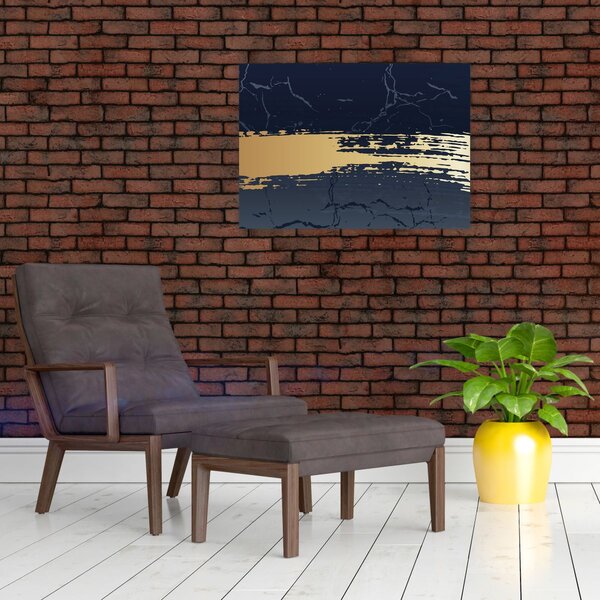 Slika - Plava i zlatna apstrakcija N⁰2 (70x50 cm)