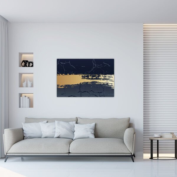 Slika - Plava i zlatna apstrakcija N⁰2 (90x60 cm)