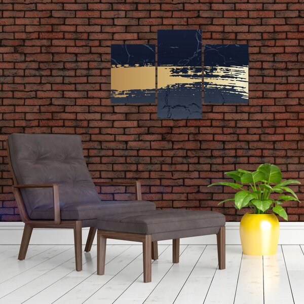 Slika - Plava i zlatna apstrakcija N⁰2 (90x60 cm)