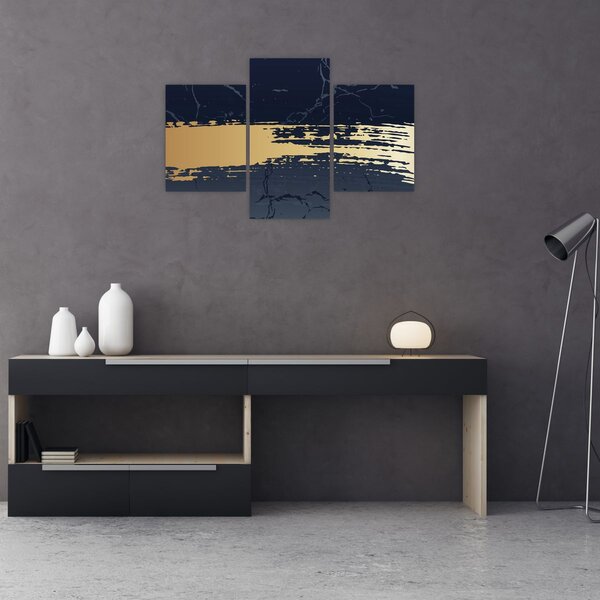 Slika - Plava i zlatna apstrakcija N⁰2 (90x60 cm)