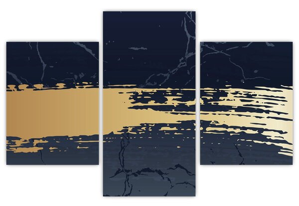 Slika - Plava i zlatna apstrakcija N⁰2 (90x60 cm)