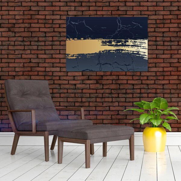 Slika - Plava i zlatna apstrakcija N⁰2 (90x60 cm)