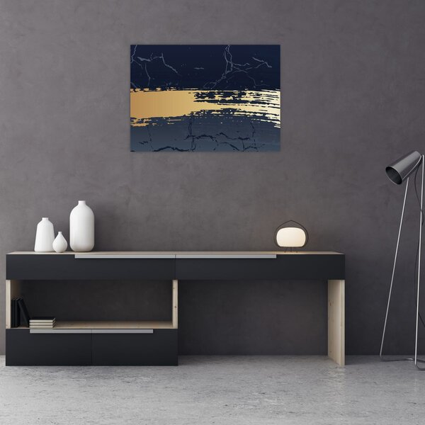 Slika - Plava i zlatna apstrakcija N⁰2 (70x50 cm)