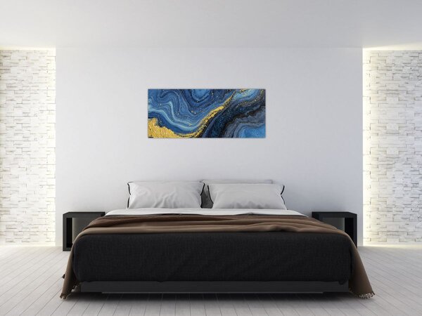 Slika - Plavo-zlatna apstrakcija (120x50 cm)